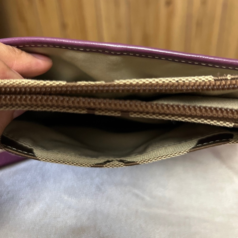 Coach Signature Swingpack Crossbody Shoulder Handbag Purse Purple Brown Canvas - Picture 4 of 8